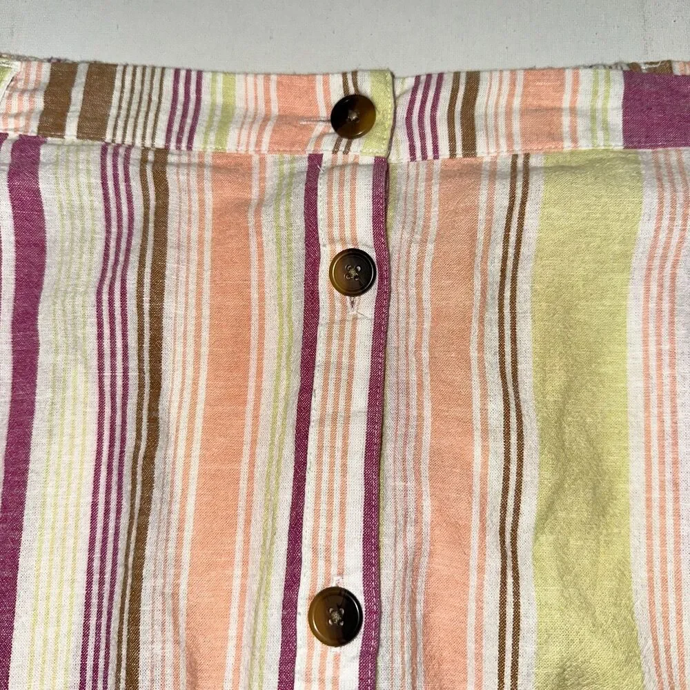 St John's Bay Women's‎ Plus XXL Midi A-Line Skirt Linen Blend Warm Stripe NWT